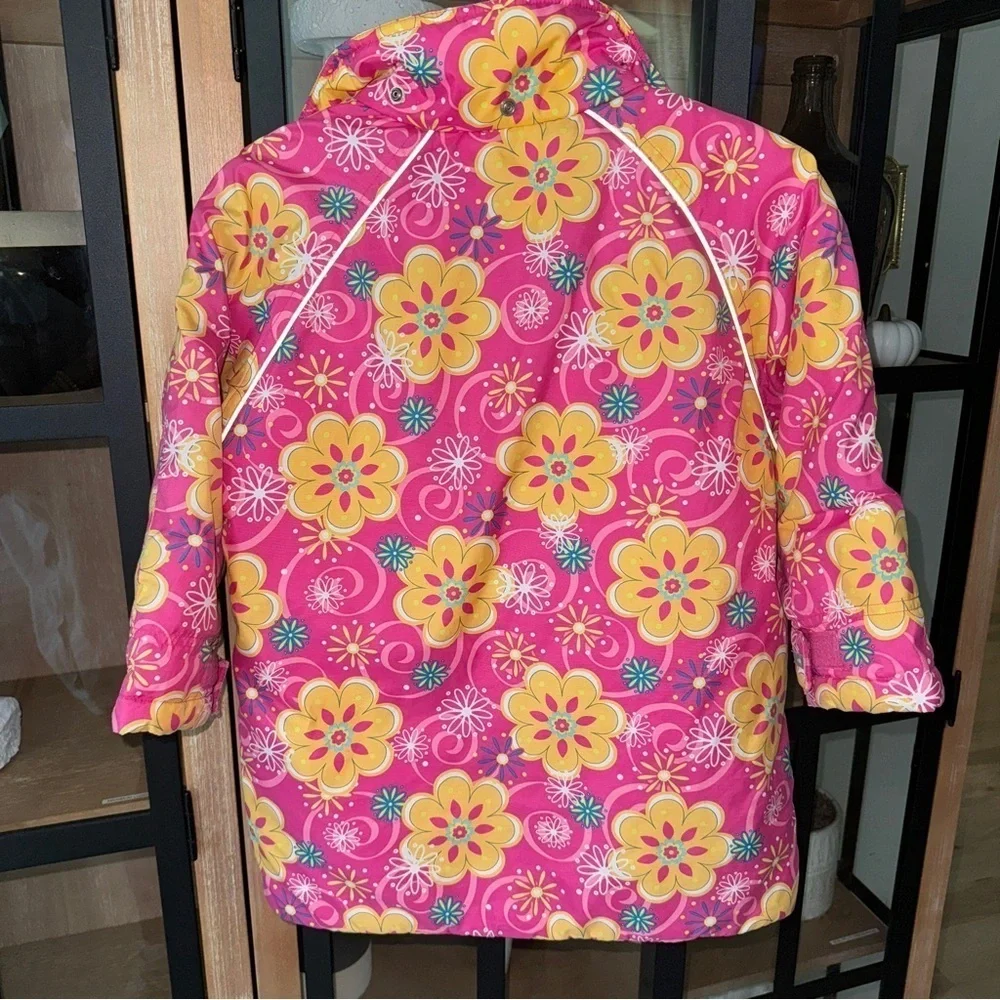 Hanna Andersson quilted snow jacket floral groovy toddler girl puffer skiing